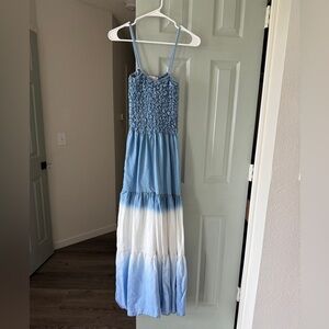 Milio Milano Women's blue and white maxi Dress Size S *flaw see pics hole damage